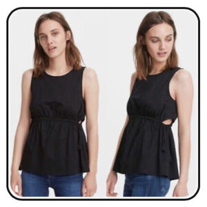 CLUB MONACO  Janou Top Cut-out with Tassels in Black Size Medium